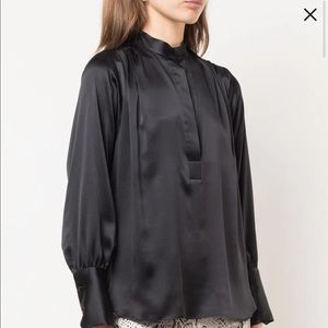 Niki Lotan Black Silk Structured Blouse NWOT